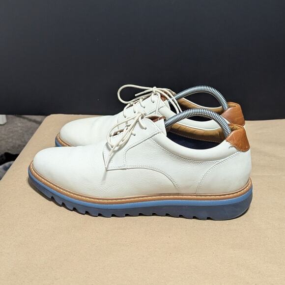 Johnston and Murphy Braydon Plain Toe Dress Shoes Off White Nubuck Cream Leather - Picture 5 of 9